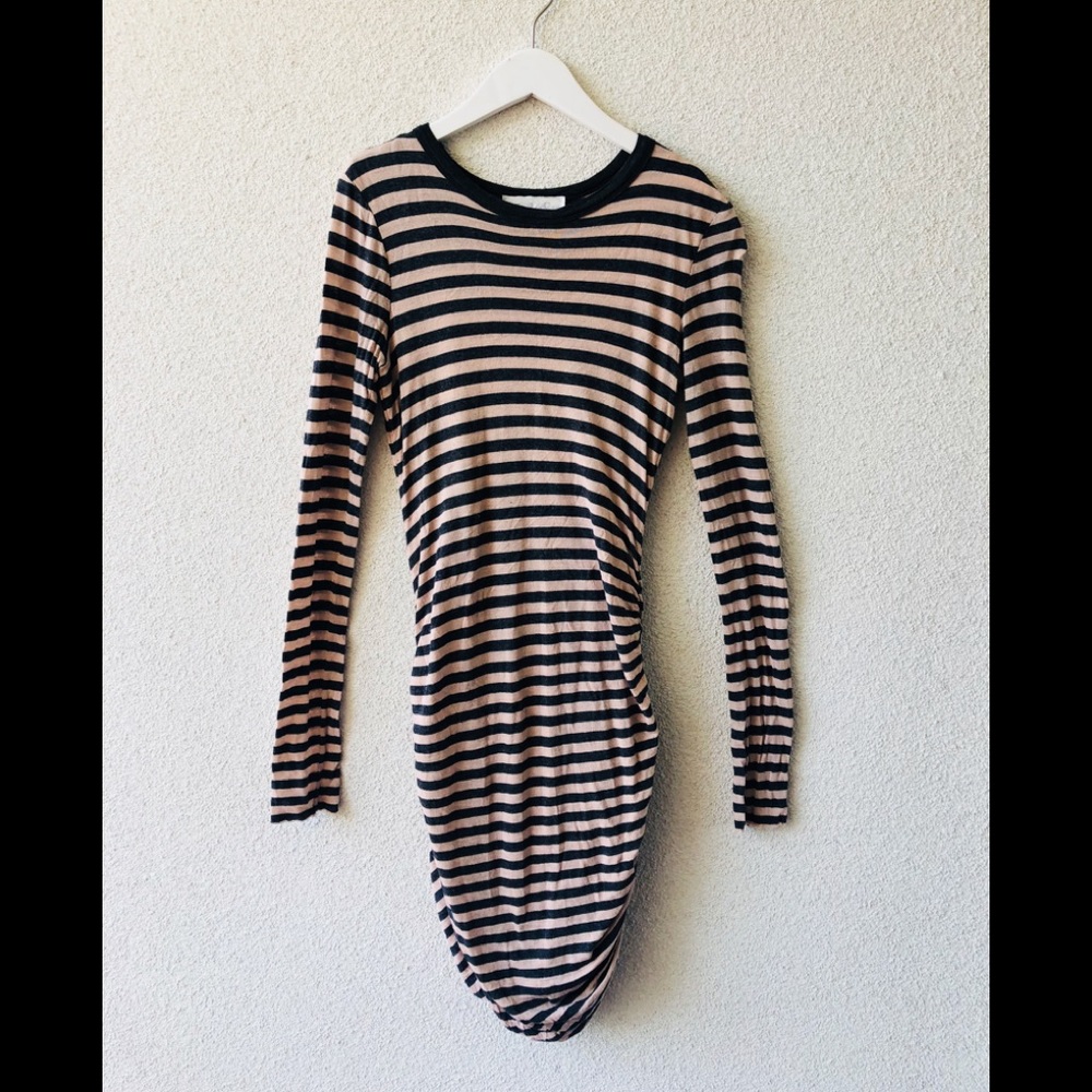 🌊 A.L.C. Stripped wool gathered dress S
